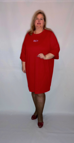 Платье - туника "Мили" ( алый) (Киргизия, разные фабрики) — размеры 64