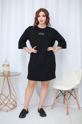 Платье-туника "Мили" (черный) (Киргизия, разные фабрики) — размеры 60, 64