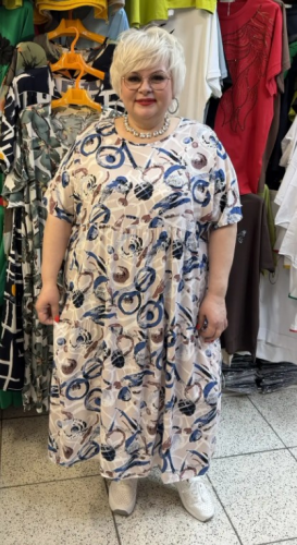 Платье "Орхидея"  круги (Китай, разные фабрики) — размеры 6XL, 7XL, 8 xl